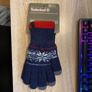 Timberland Men's Blue/Red TouchScreen Technology Gloves: Small/Medium